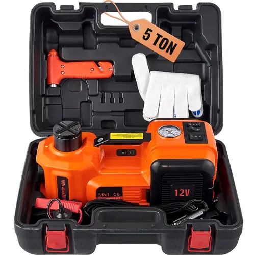 【summerfinds】VEVOR Electric Car Jack, 5 Ton/11023 LBS Hydraulic Car Jack, Portable Car Jack Lifting with Built-in Inflatable Pump and LED Light, Car Jack for SUV MPV Sedan Truck Change Tires Garage Repair, Car Tire Inflator, Vehicle Tire Inflator, Cars Ac