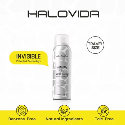 HALOVIDA Instant Fresh Volumizing Invisible Dry Shampoo Travel Size- Organic Cleansing Conditioner for Voluminous & Hydrated Hair, Absorbs Oils, Gentle Clarifying Shampoo(60ml) summerwins