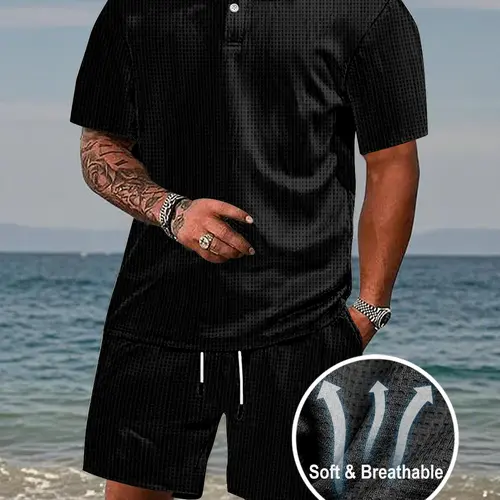 Royaura Summer Clearance Men's Summer Short Sleeve Shorts Athletic Casual Suit for Versatile Activities Outdoorfun, Men's 2 Piece Set,Summer Clothing Set,Tiktok shop deals,Gifts for him,Valentines day outfit,travel essentials,camping essentials