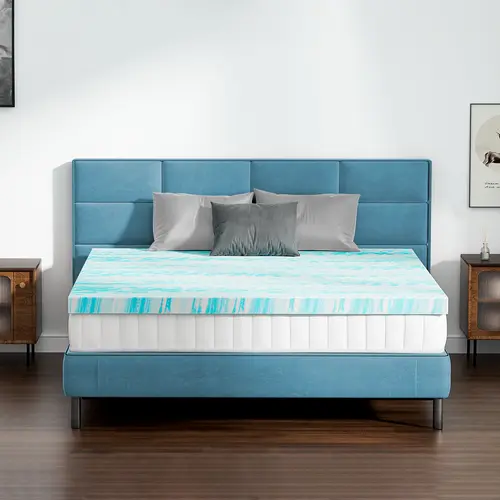 Cooling Gel Mattress Topper with Ice-Touch Cover – 2"/3"/4" Memory Foam for Back Support | Summer Comfort & Airflow | All Sizes from Twin to California King