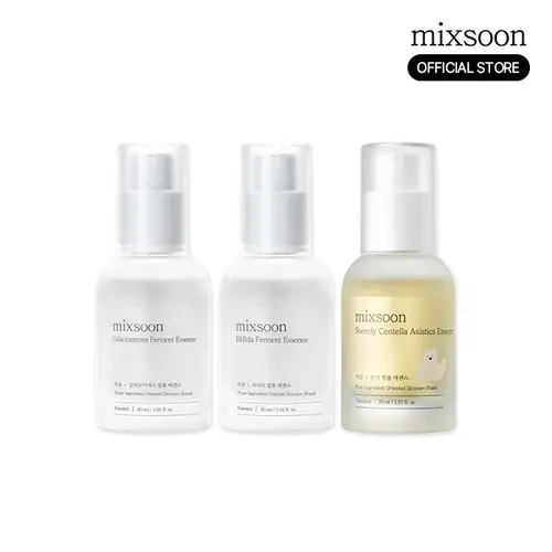 [mixsoon Official Shop] 3-Layering Essence No.1 Set (1.01 fl.oz * 3EA)ㅣKorean Essence for Glass SkinㅣGalactomyces Ferment Essence + Bifida Ferment Essence + Soondy Centella Asiatica Essence
