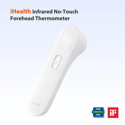 iHealth No-Touch Forehead Thermometer HSA/FSA Eligible, Fast, 3 Ultra-Sensitive Sensors, Quiet Vibration Feedback, Digital Large LED Digits, Easy to Use for Home