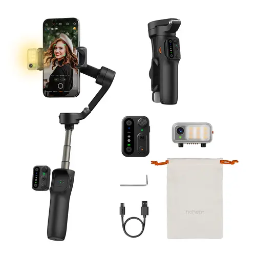Hohem iSteady V3 3-Axis Phone Gimbal Stabilizer with Adjustable Extendable Rod & Tripod, Magnetic AI Tracker, Detachable Remote Control, Selfie Stick for iPhone (Including 17 Series) & Android Phone Accessories, Iphone/Android