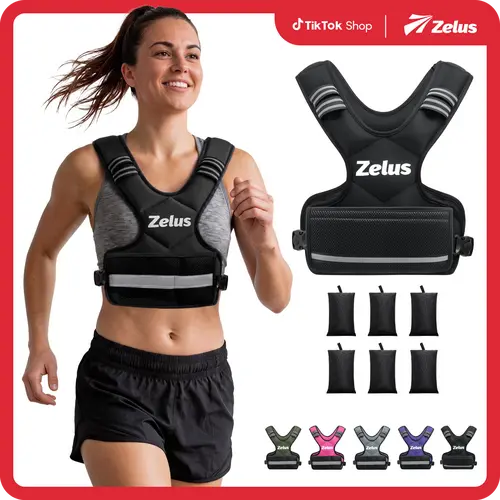 【BackToSchool】ZELUS Adjustable Weighted Vests,4-10lbs/11-20lbs/20-32lbs Adjustable Workout Weighted Vest with 6 Ironsand Weights for Men&Women:Motivational Walking, Running, Rucking, Strength Training|#