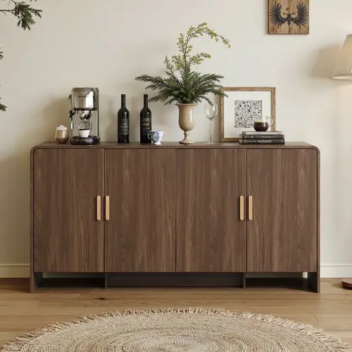 【SohoChic】ONBRILL Gorgeous 31.5"/60" Buffet Cabinet Sideboard with Storage, Modern INS Coffee Bar Cabinet with Doors, Farmhouse Storage Cabinet with Adjustable Shelves for Living Room Kitchen Hallway,Bedroom Furniture,Christmas Gift
