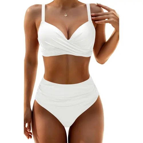 Aqua Eve Women Underwire Bikini Set - High Waisted Two Piece Swimsuit Tummy Control Bathing Suit Push Up Swimwear