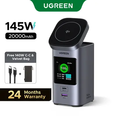 UGREEN Nexode Power Bank 20000mAh 145W PD 3.0 Portable Charger 72Wh Qi2 Certified 15W Wireless Fast Charging Magsafe Battery Pack 2C1A with TFT Display for iPhone 17/16 Series/MacBook/iPad,DealsForYouDays
