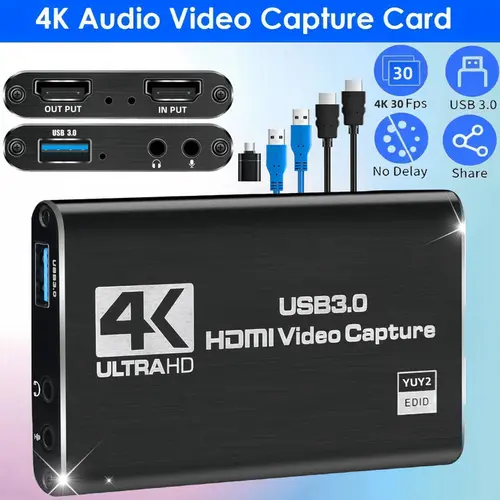 Capture Card Switch, Video Game Capture Card 4K 1080P 60FPS, HDMI To USB 3.0,Audio Video Capture Card, For Gaming/Live Streaming/Video Conference,  With PS4/PC/OBS/Camera/PC Accessories #SummerVibes