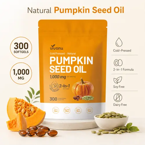 VivoNu Natural pumpkin seed oil and saw palmetto softgel 1000mg high content plant esters 300 capsules SummerVibes