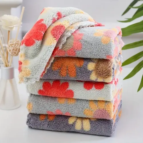 Floral Pattern washcloth Set, 6 Counts/set Soft Absorbent Towel, Quick Drying Towels for Home Bathroom, Ideal Luxury for Home Bathroom Use, Flower