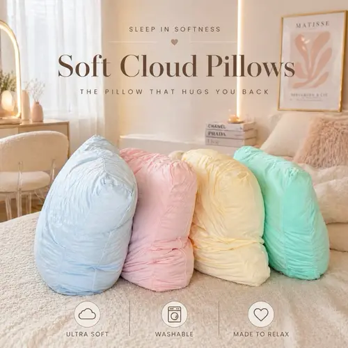 Bamboo Cloud Technology Pillows - Ultra-Soft, Weightless, Hypoallergenic, Perfect for Travel & Comfort breathable neck husband machine washable