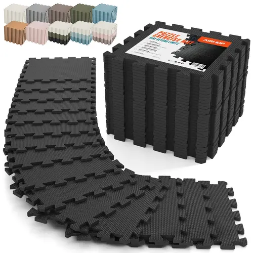 AIRHOP 18-Piece EVA Fitness Puzzle Mat Set - 0.4" Interlocking High-Density Foam Floor Tiles (18 sq.ft), Protective Mats for Home Gym, Garage, Playroom - Ideal Mother's Day Gift, Fitness Mat, Puzzle Exercise Mat