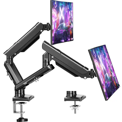 MOUNTUP Double Monitor Mount - Dual Monitor Arms with Adjustable Height, Fits Up to 32 in, Home Office VESA Mounts, Freelift Black
