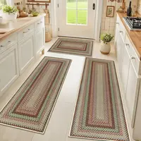 [Back to school] HEBE Faux Jute Washable Kitchen Rug Set of 3, Washable Kitchen Mats for Floor, Non Slip Absorbent Kitchen Rug and Runner Set, Border Faux Braided Stain Resistant Carpet,back to school,dorm essentials,home decor,home essentials