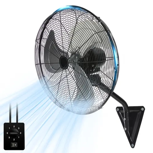 TMWING Wall Mount Fan，Industrial fan, High Velocity, 3-Speed Oscillating Fan with Adjustable Tilt Head, Heavy Duty Metal Air Circulator for Garage, Workshop, Warehouse, Gym and Home Use,20inch,24inch,30inch,Wall Mounted Fan