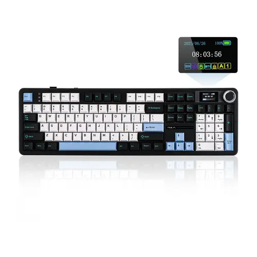 EPOMAKER X AULA F108 PRO Full Size 100% Mechanical Keyboard Customizable 1.14inch LCD Screen Convenient Knob South-Facing RGB Backlight Hot-Swap Tri-Mode USB-C/BT 5.0/2.4GHz thocky creamykeyboards gaming accessories creamy keyboard dealsforyoudays