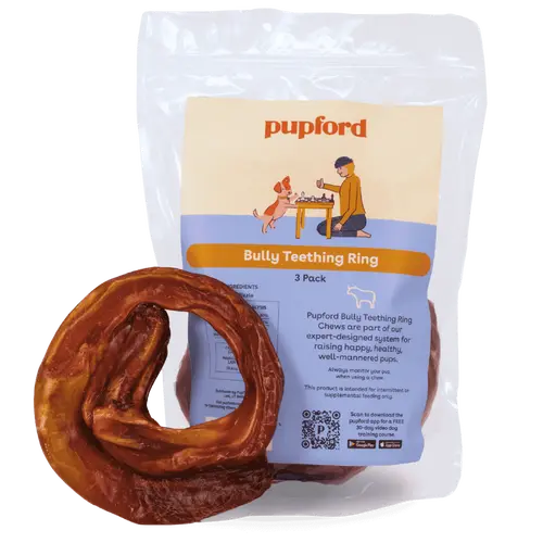 Bully Rings - Pupford Bully Stick Rings for Puppies & Dogs, Long-Lasting Beef Dog Chew Treats, 3 Pack