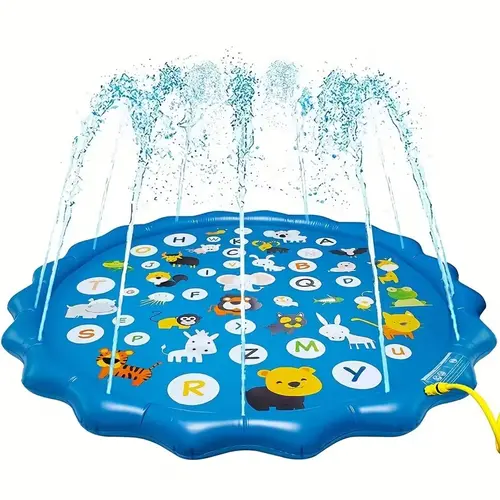 Splash Proof PVC Inflatable Water Play Pad, Kids Outdoor Water Splash Pad, Inflatable Water Sprinkler, Ideal for Lawns, Beaches, Gardens, Summer Parks, Playground