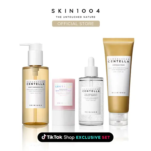 [SKIN1004 Official Shop] TikTok Viral Set - No1 Double Cleansing Duo + Korean Clay Mask, Tone Brightening Ampoule, Lightweight Foaming - Centella, Niacinamide, Tranexamic Acid