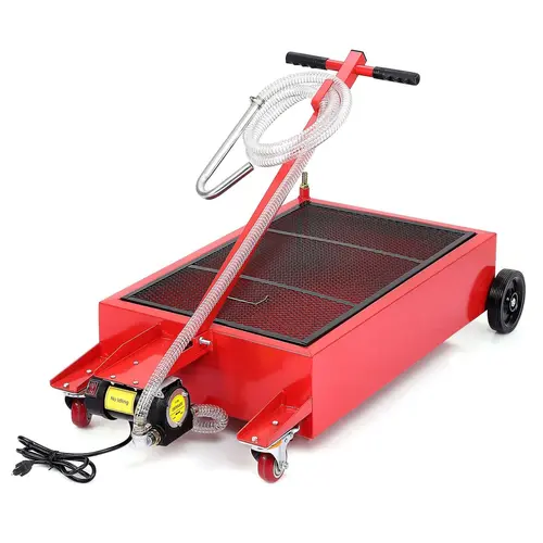 GARVEE Metal Portable Mobile Folding Auto Repair Trolley - 110V Pump Electric Oil Drain Pan, 17/20 Gal Sizes, 8 ft Hose, Low Profile, T-Folding Handle for Car, Truck Oil Change