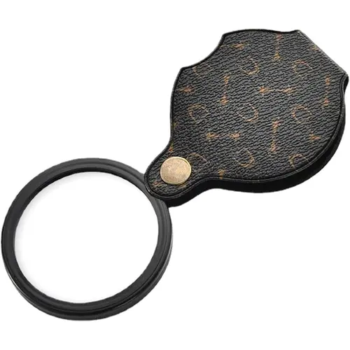 Portable Magnifying Glass - 15x Compact Folding, Glass Lens, Pu Leather, Magnifies Text, Ideal for Reading & Inspection, Suitable for Elderly Users, Compact Magnifying Glasses, Foldable Magnifier Glasses