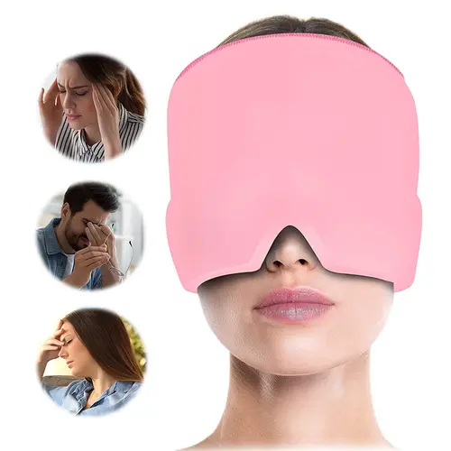 ISEMENA Migraine Headache Relief Cap,  Head Wrap for Tension and Stress Relief Headache Relief with Hot/Cold Gel Head Ice Pack with Face and Eye Headache Mask Suitable for Home breaks, before sleep office