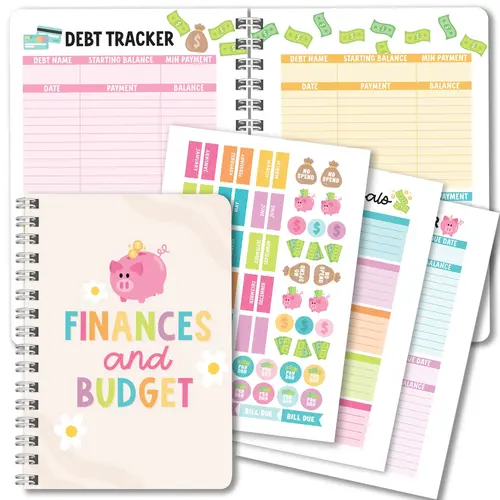 Hadley Designs Monthly Budget Planner 2025-2026 Undated Finance Checklist Organizer with Sticker Sheet & Financial Goal Tracking for Home & Business Use