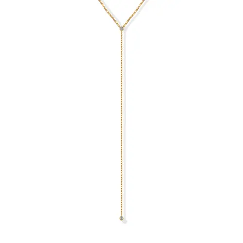 PAVOI 14K Gold Plated Drop Lariat Chain for Women - Gold Cubic Zirconia Long Necklace - Station Star Layered Beaded Y Necklace