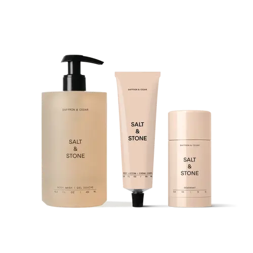 Salt & Stone Saffron Set - Complete Body Care Set With Body Wash, Lotion, And Deodorant For Men And Women, Unisex Body Care Set Body Beauty Set Body Confidence Set