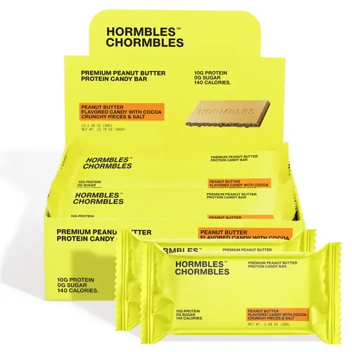 Hormbles Chormbles Protein Candy Bars - Peanut Butter Crunch (10g Protein, 0g Sugar, Keto Friendly) - 12 Pack Box (1.06 oz Bars)