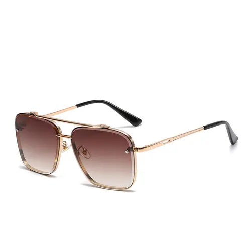 Flat Top Aviator Sunglasses for Women and Men, Double Bridge Square Metal Frame, Tangle-Free Eyewear with UV400 Protection, High Quality Sunglasses, Lightweight Durable Sunglasses
