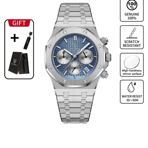 Men's Business Fashion Round Dial Quartz Watch, Fashion Waterproof & Luminous Analog Watch with Date Feature, Trendy All-match & Exquisite Watch for Birthday Gift with Box, Business Fashion Watches, Quartz Analog Timepiece