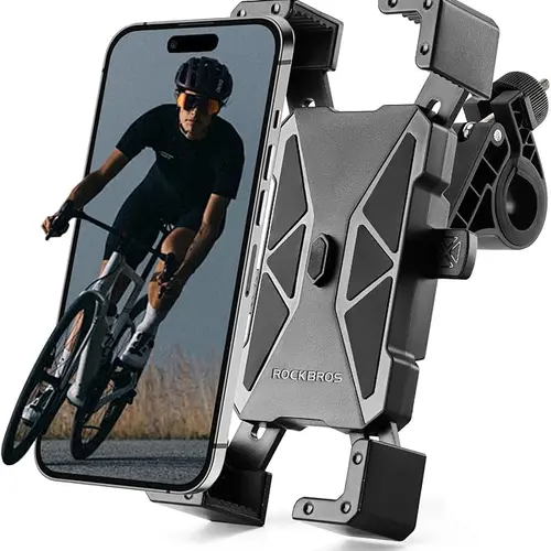 ROCkBROS Silicone Durable Bike & Motorcycle Cellphone Mount - Anti-Shake, 360° Adjustable Mobile Accessory for 4.7"-7" Smartphones Including iPhone 16, 15 Pro Max/Plus, Samsung S9, S10, Accessories