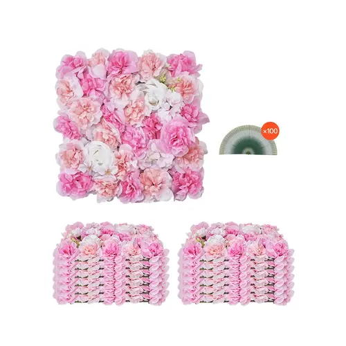 【Summerfinds】VEVOR 3D Bloom Floral Artificial Flower Wall Panel Set, 12 Pcs 15x15 in Flexible Snap-Together Plant Mats, Artificial Flower Bouquet, Natural Look 3D Bloom Depth, Holiday Wall Decor, Home Improvement Accessory