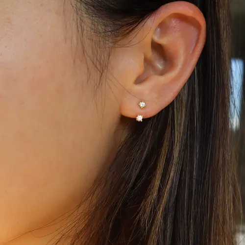 modmints Waterproof Front-Back Ear Jackets - Dual-Finish Hypoallergenic Nickel-Free Stud Earrings with Butterfly Backs, Earring Stacks, Artificial Gemstones for Everyday Wear, Good Earrings, Jewelry