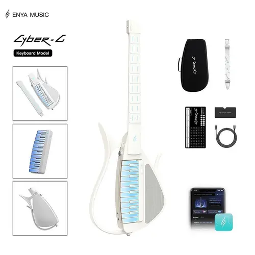 【Music Is Free】Enya CYBER-G Stringless Smart Guitar, Compact Modular Portable Foldable Travel Guitar for Dorms, App-Based Chords & Learning, Hundreds of Instrument Sounds, Built-In Speaker & Drum Machine, Record & Remix Tap, Christmas Gift