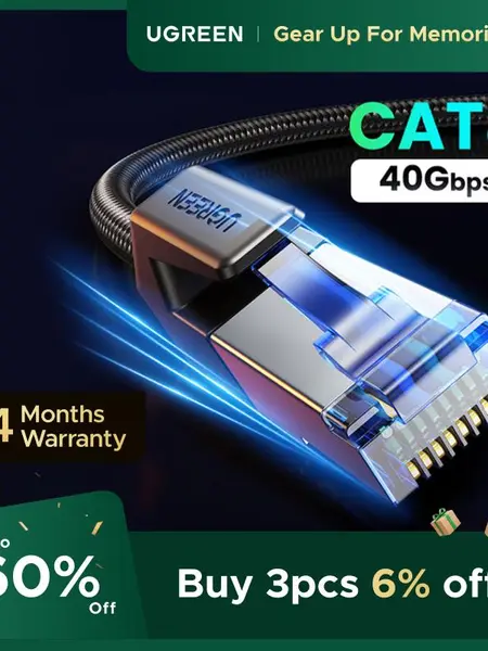 UGREEN Cat 8 Ethernet Cable 6FT, High Speed Braided 40Gbps 2000Mhz Network Cord Cat8 RJ45 Shielded LAN Cables Compatible for Gaming PC Modem Router Noise Streaming Networking Devices,DealsForYouDays