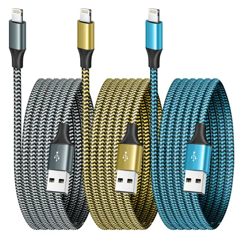 APFEN MFi Certified 3-Pack Durable Nylon Cover Antitangle USB C to Lightning Cables, Braided Nylon Resists Wear, 2.4A Fast Charging, Compatible with iPhone Smartphones & Handheld Electronics