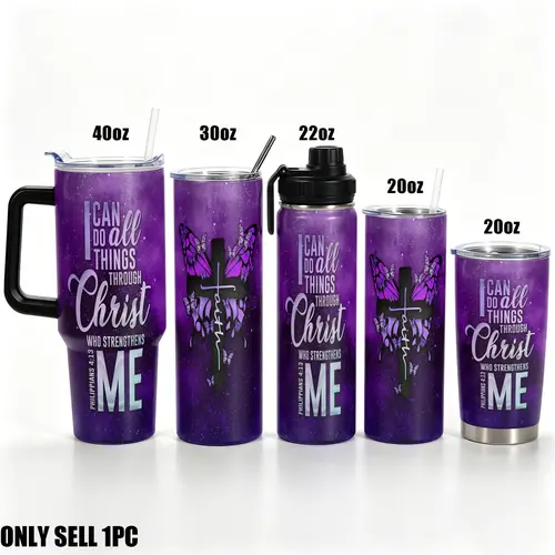 40oz/30oz Tumbler, 1pc Gift, Stainless Steel Cup, Vacuum Insulated Tumbler, Purple starry sky background, Gifts for Christian, Any Occasion: Birthdays, Holidays, or Special Moments for Family, Friends, or Coworkers
