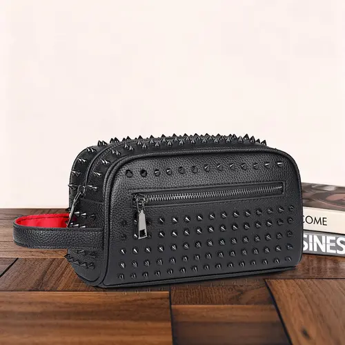 Men's Fashion Spike-Decorated Clutch Bag, Large Capacity Multi-Functional Wristlet Bag, Casual Trendy Versatile High-Quality Daily Commuting Bag #GLOBAL PICKS