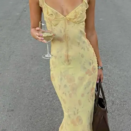 Women's Floral Print Dress, Elegant Y2K Sleeveless Design for Party, Club & Dating, Lightweight Summer Dress