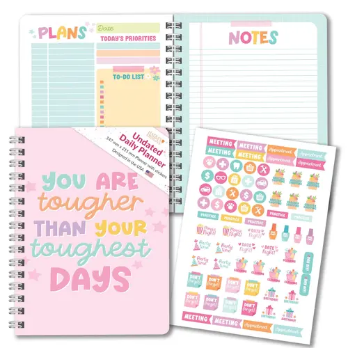 2026 Aesthetic Daily Planner for Women  Undated, Spiral, Stickers Included | Stay Organized & Productive