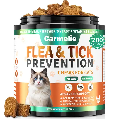 #backtoschool #sohochic Carmelie Flea & Tick Support Cat Treats - 200 Soft Chicken-Flavored Bites, Natural Daily Kitten Treats #TikTokShopBlackFriday,back to school