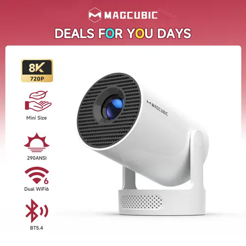 [US warehouse] Magcubic HY300Pro+ 290ANSI Projector Android 14 BT5.4 WIFI6 8K 4K Decode Native 1280*720P 0.8:1 Throw Ratio Built-in Speaker & Appstore Allwinner H726 Home Cinema Mini Smart Portable Upgraded HY300Pro #SohoChic