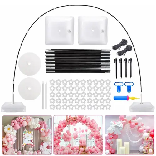 Adjustable Balloon Arch Stand Kit - 9FT Height & 10FT Width Balloon Party Supplies with Garland Frame Support Accessories for Wedding, Christmas, Halloween Party Decor