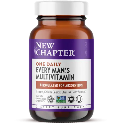 New Chapter Every Man's One Daily Multivitamin + Immune, Stress, Heart & Energy Support with Fermented Nutrients - 30ct