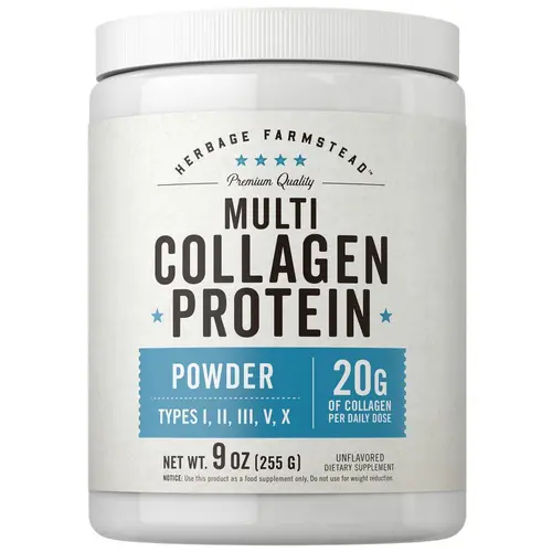 Carlyle Multi Collagen Protein Powder for Women and Men - 9 Oz - Type I, II, III, V, X - Unflavored - Non-GMO Gluten Free - by Herbage Farmstead