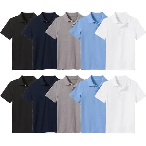 10-Pack School Uniform Tagless Polo Tshirt for Little Boys & Big Boys