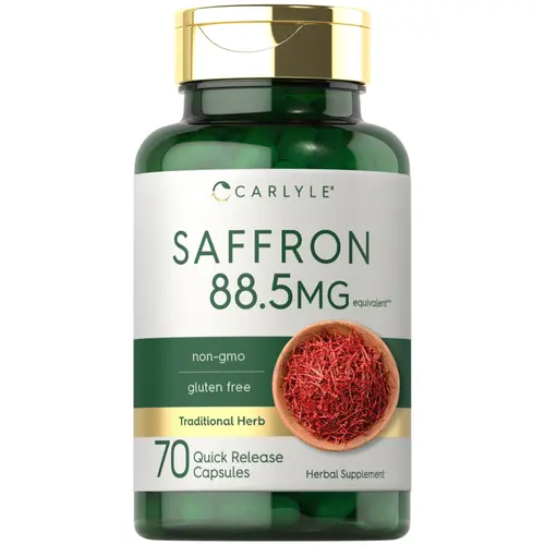 Carlyle Saffron Extract Supplement - 88.5mg - 70 Capsules - Pills For Adults - Non-GMO & Gluten Free