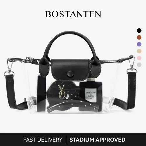 BOSTANTEN Clear Bag for Stadium Approved Conv Crossbody Purse Handbags for Concerts Sports Events summer wins
